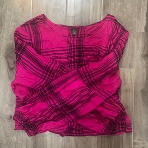Hot pink crop top with bell sleeves